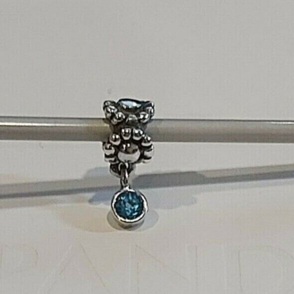 Authentic PANDORA *RETIRED*& RARE SS Blue Topaz Flower Daisy Dangle 790386TPP - Picture 13 of 16